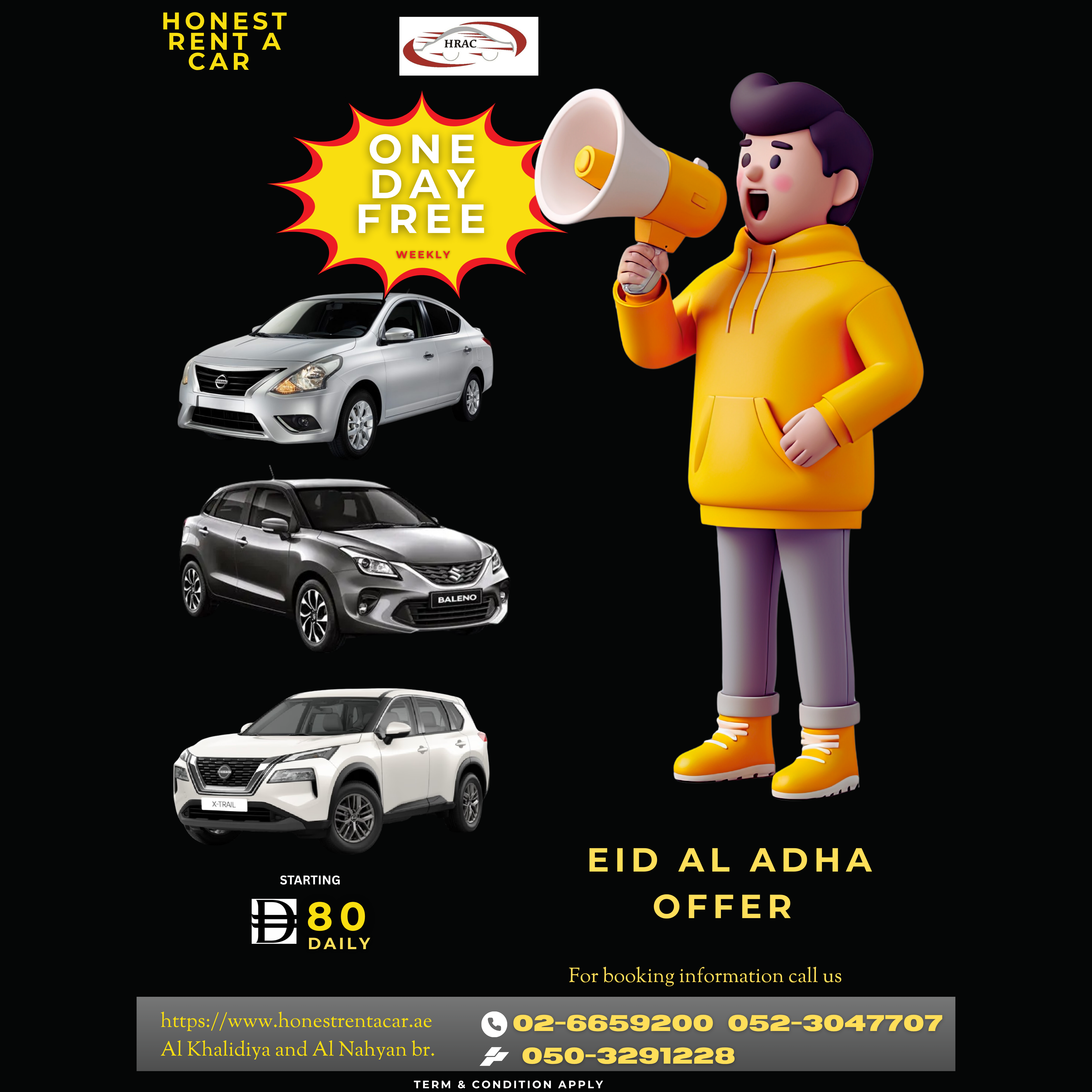 ONE DAY FREE FOR EID AL ADHA OFFER WEEKLY.